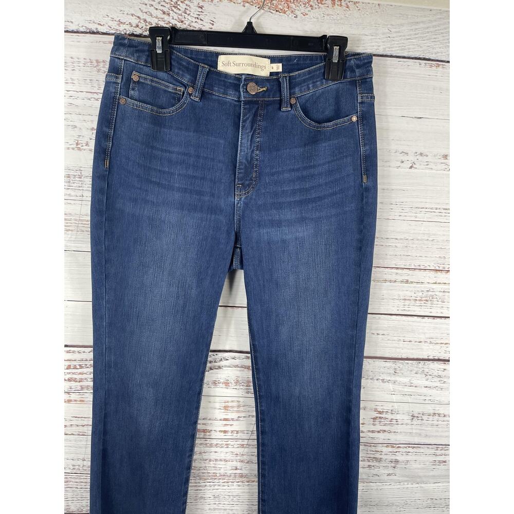 Soft Surroundings Jeans Womens 8P Blue High Rise Straight Ankle Stretch Denim - Picture 2 of 8